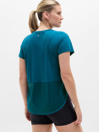 Sports T-shirt Round Neck Mesh Detail