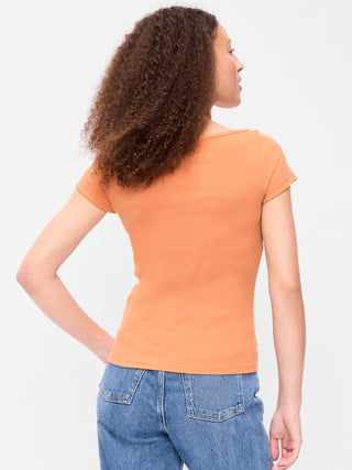 Camiseta Ajustada con Cuello Barco