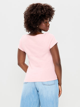 Camiseta Ajustada con Cuello Barco