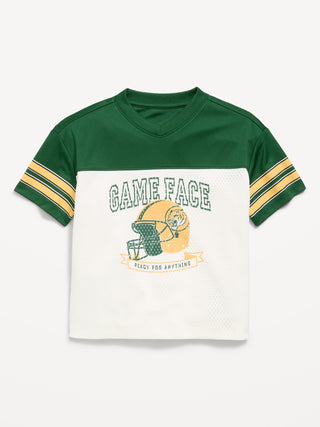 Oversized Mesh Graphic Football T-Shirt for Toddler Boys.