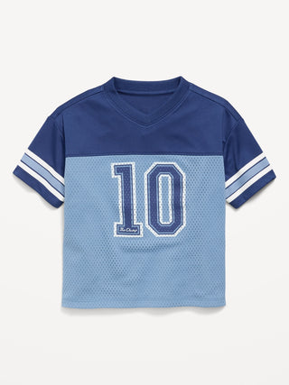 Oversized Mesh Graphic Football T-Shirt for Toddler Boys.