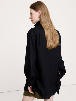 The Oversized Tie-Cuff Shirt in Linen.