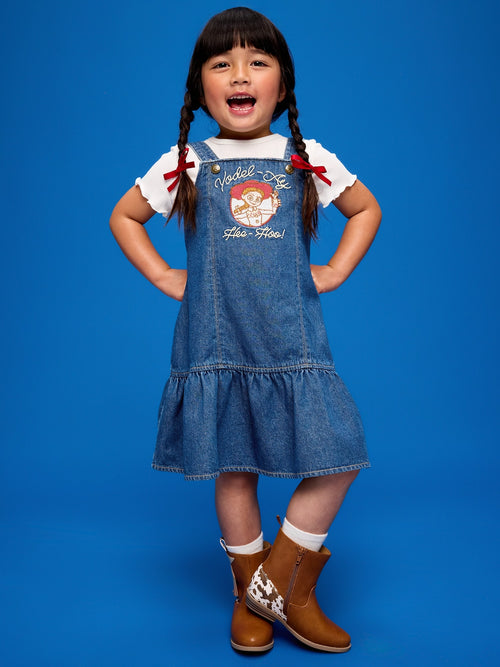 Vestido vaquero estilo western de Toy Story de Old Navy x Pixar para niñas pequeñas.
