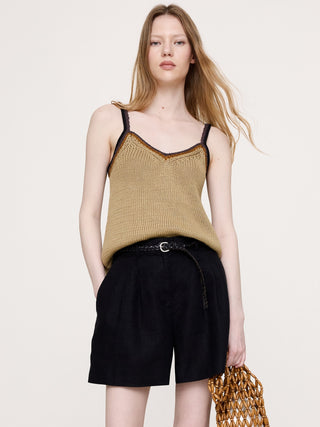 Camiseta sin mangas tipo suéter con cuello en V de algodón costero.