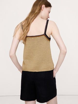 Camiseta sin mangas tipo suéter con cuello en V de algodón costero.