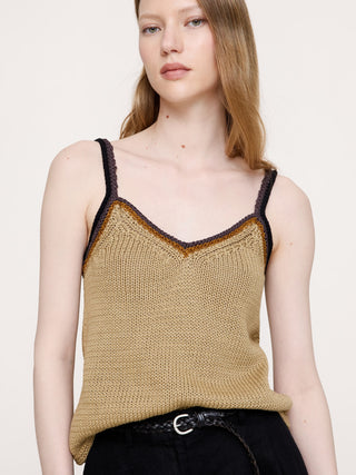 Camiseta sin mangas tipo suéter con cuello en V de algodón costero.