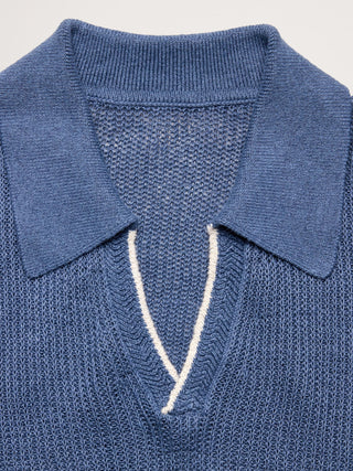 Polo estilo suéter con cuello Johnny de lino y algodón.