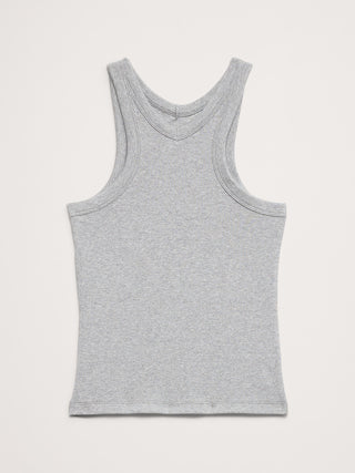 Camiseta sin mangas con cuello en V de canalé.