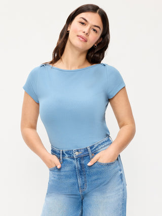 Fitted Boat Neck T-Shirt