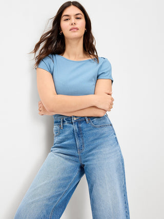 Fitted Boat Neck T-Shirt