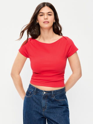 Camiseta Ajustada con Cuello Barco