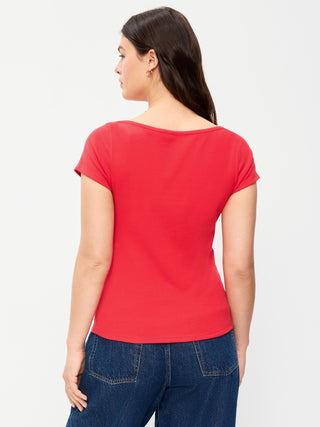 Camiseta Ajustada con Cuello Barco