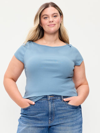 Fitted Boat Neck T-Shirt