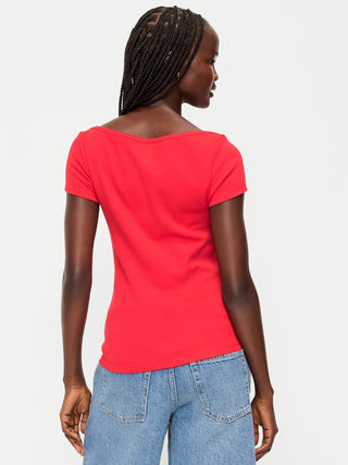 Camiseta Ajustada con Cuello Barco