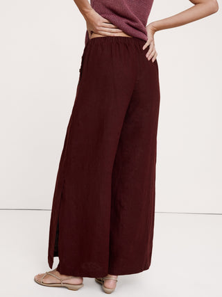 Pantalón marinero de lino con pernera ancha y talle alto.