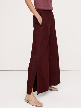 Pantalón marinero de lino con pernera ancha y talle alto.