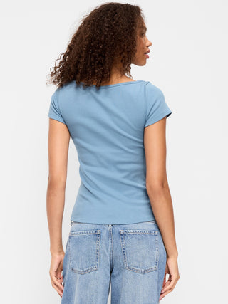 Fitted Boat Neck T-Shirt