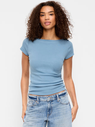 Fitted Boat Neck T-Shirt