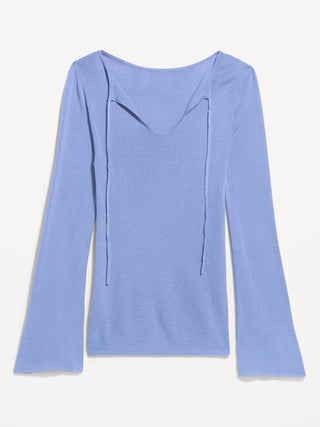 Bell-Sleeve Keyhole Top.