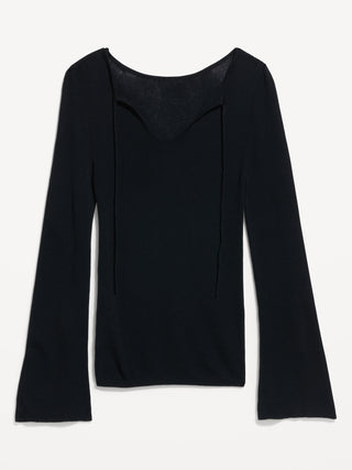 Bell-Sleeve Keyhole Top.