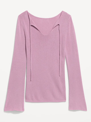 Bell-Sleeve Keyhole Top.