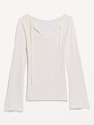 Bell-Sleeve Keyhole Top.