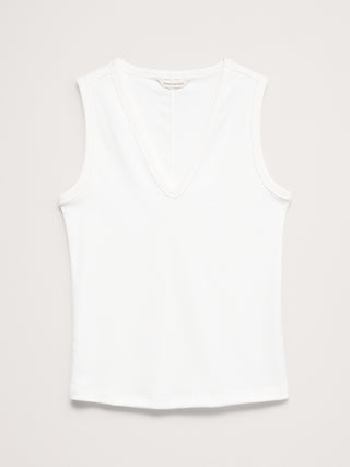 Camiseta sin mangas minimalista de algodón con cuello en V.