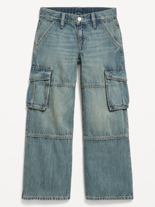 Low-Rise Super Baggy Wide-Leg Cargo Jeans for Girls.