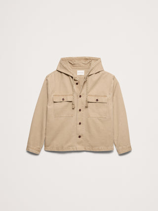 Sobrecamisa con capucha de sarga de algodón.