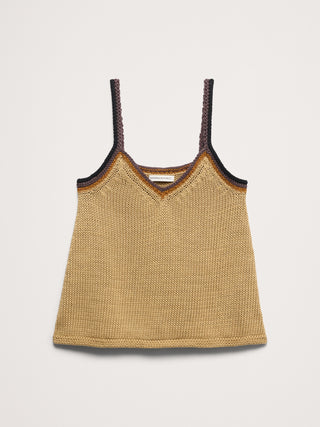 Camiseta sin mangas tipo suéter con cuello en V de algodón costero.