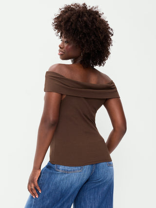 Off-The-Shoulder Fitted Top.