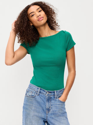 Camiseta Ajustada con Cuello Barco