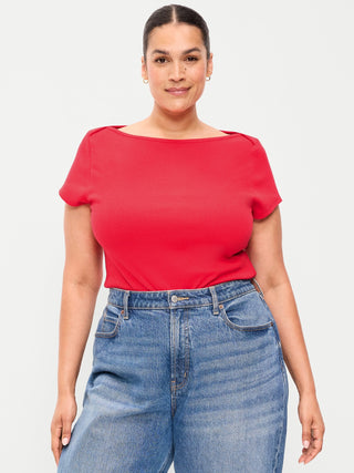 Camiseta Ajustada con Cuello Barco