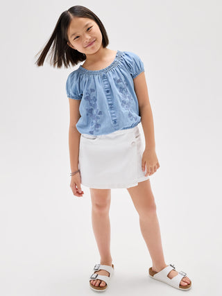 Enagua Short Denim con Detalle Botones, Niña