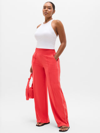 Pantalón Ancho Talle Alto con Bolsillos