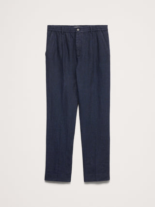 Pantalón de vestir recto de lino sin cordones.