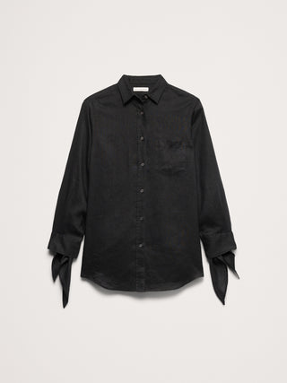 The Oversized Tie-Cuff Shirt in Linen.