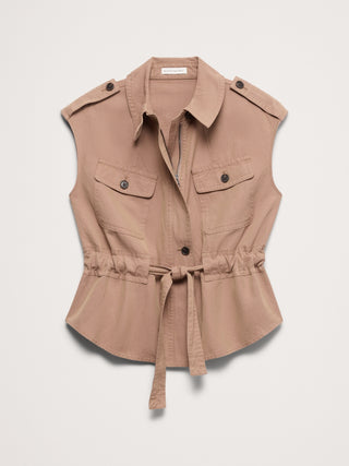 Chaleco utilitario TENCEL™ de algodón y lino.