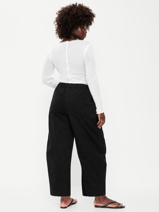 Mid-Rise Barrel-Leg Utility Pants.