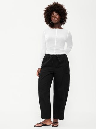 Mid-Rise Barrel-Leg Utility Pants.