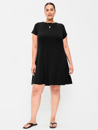 Short-Sleeve Mini Swing Dress.