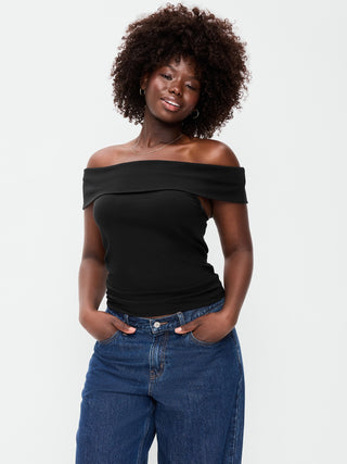 Off-The-Shoulder Fitted Top.