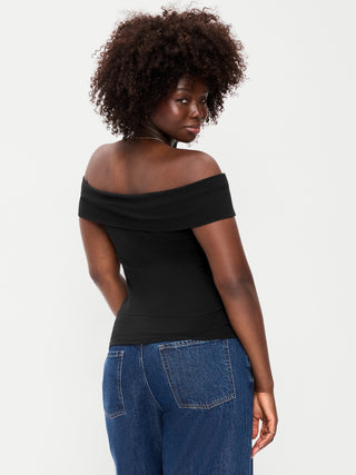 Off-The-Shoulder Fitted Top.