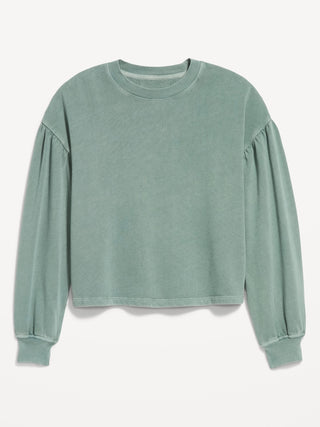 SoComfy Oversized Puff-Sleeve Cropped Sweatshirt.