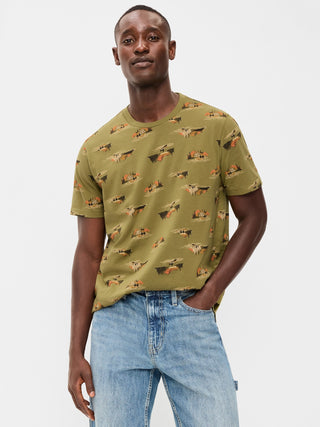 Camiseta Manga Corta de Algodón con Estampado