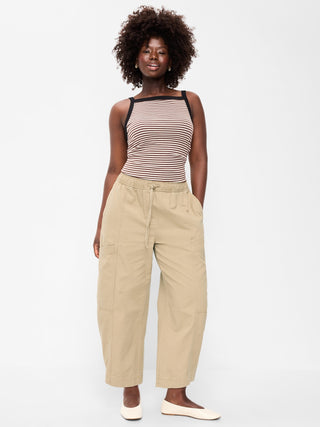 Mid-Rise Barrel-Leg Utility Pants.