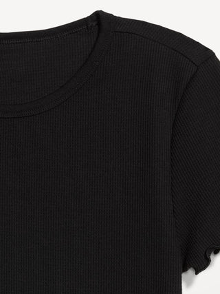 Fitted Waffle-Knit Cropped T-Shirt.