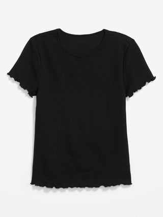 Fitted Waffle-Knit Cropped T-Shirt.