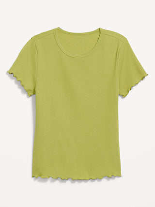 Camiseta Cuello Redondo con Borde Ondulado
