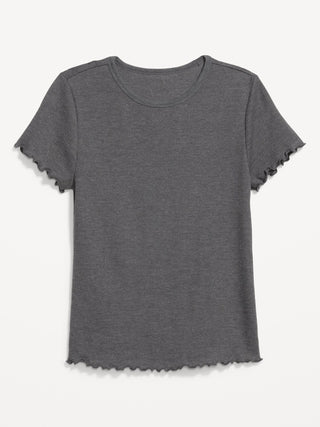 Camiseta Cuello Redondo con Borde Ondulado